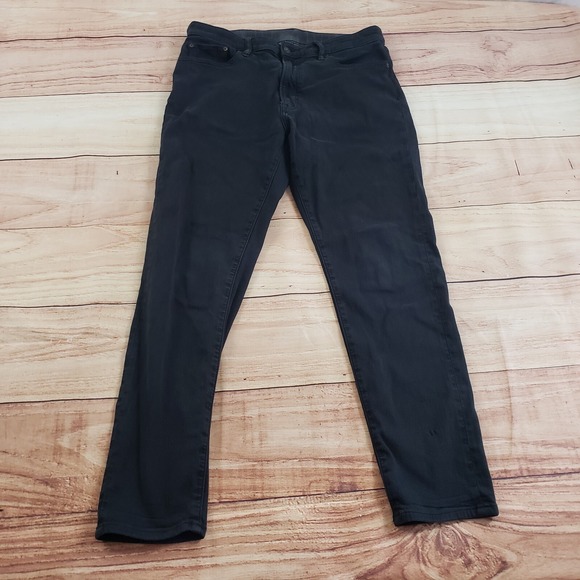 Uniqlo Jeans Mens 34 Black Taper Stretch Casual Pockets Denim Adult‎ 34x29 * - Picture 1 of 9